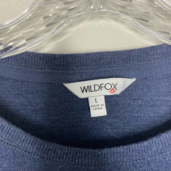 Wildfox Navy Blue Social Spellout Crewneck Sweater Size L - Picture 4 of 6